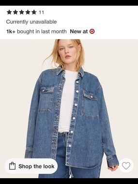 NWT Parke Target Blue Denim Overshirt Jacket XS